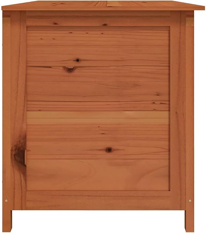 Outdoor Cushion Storage Box, Large Rectangular Deck Bin for Patio Furniture, Solid Fir Wood Weather-Resistant Container, Brown, 59.1 inch Length