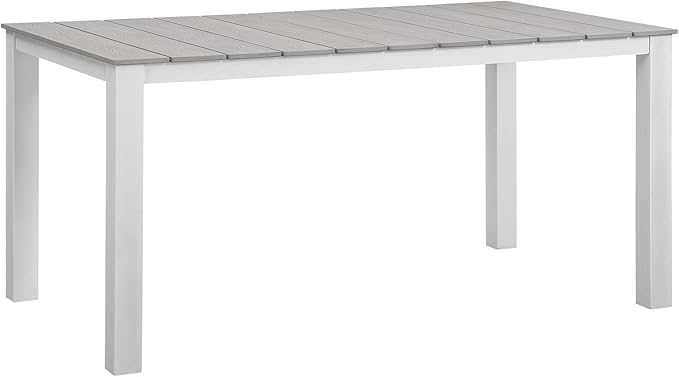 lm Modway Maine 7 Piece Outdoor Patio Dining Set, White Light Gray
