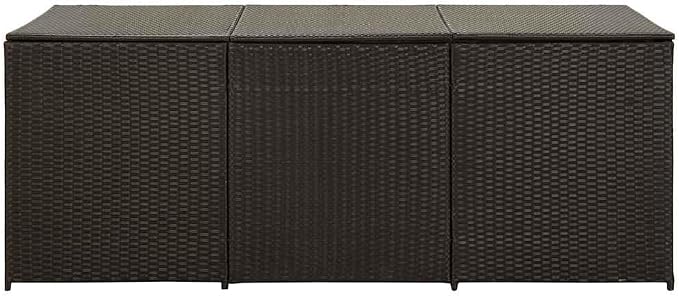 Large Rectangular Garden Storage Box, Outdoor Deck Storage Bin for Patio Furniture Cushions, 70.9 x 35.4 x 27.6 Inches, Brown Poly Rattan Wicker Organizer