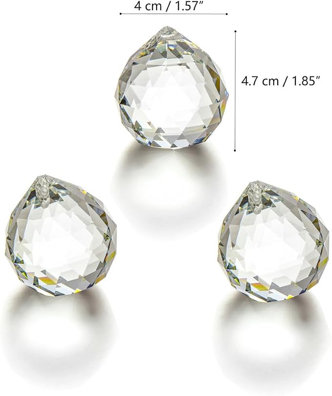 JIHUI Clear Glass Crystal Ball Prism Pendant Suncatcher 40 mm
