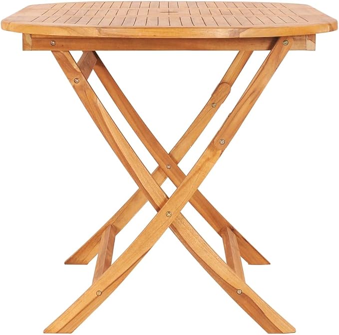 vidaXL Solid Teak Wood 7-Piece Patio Dining Set - Folding Table and Chairs - Durable Outdoor Garden Terrace Furniture Set with Fine Sanded Finish - Weather Resistant - Easy Assembly
