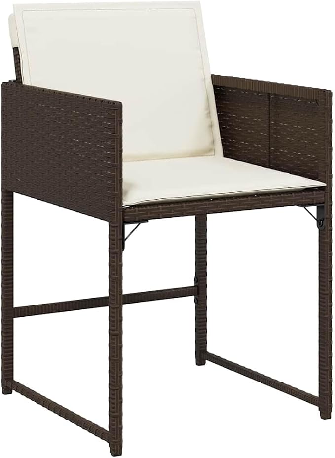 13 Piece Patio Dining Set with Cushions Brown Poly Rattan Outdoor Table 8 Chairs 4 Stools Tempered Glass Top Foldable Compact Storage UV-Proof