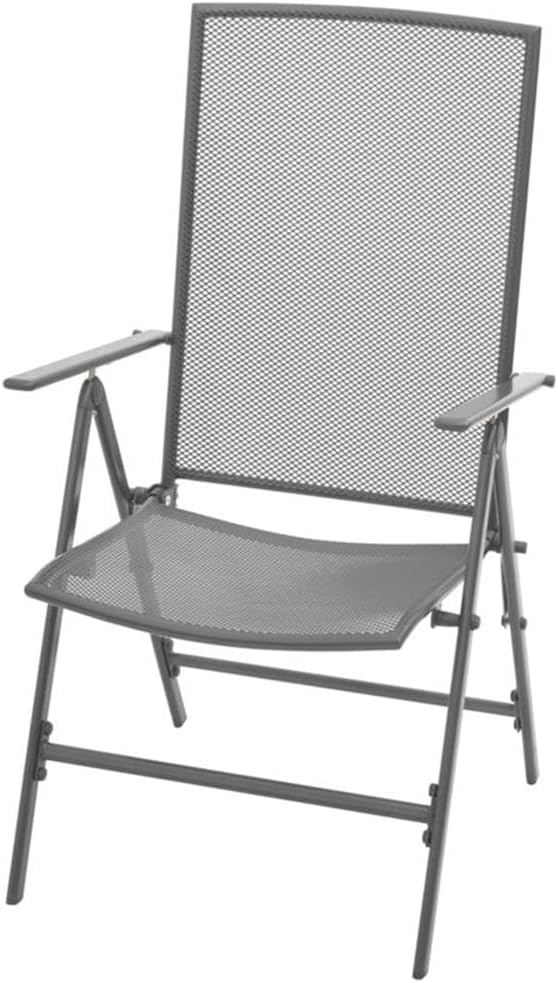 BOWERY HILL 3-Piece Steel Square Patio Dining Set, Anthracite Gray, Powder-Coated Finish, Weather Resistant, Foldable Space-Saving Design, Adjustable Backrest, Indoor/Outdoor Dining Room Furniture