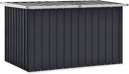 Large Outdoor Storage Box Anthracite 58.7x39x36.6 Inches, Heavy Duty Galvanized Steel Garden Chest for Patio Furniture Cushions, Toys, Tools, Weatherproof Deck Box with Hinged Lid, Easy Assembly