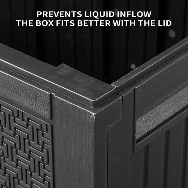 90gal Outdoor Garden Plastic Storage Deck Box Tools Lockable Seat (Black)