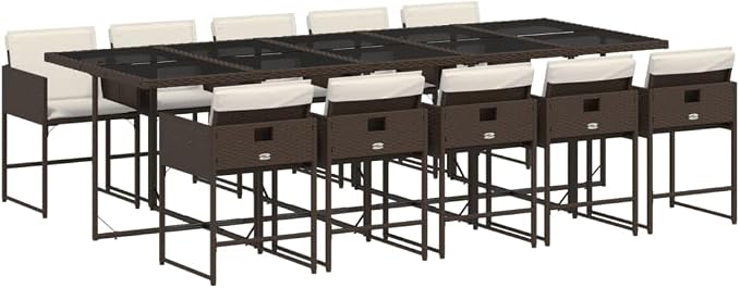 11 pcs Patio Dining Set & Balcony Furniture Brown PE Rattan Outdoor Dining Set for Lawn Backyard Front Porch 108.3 x 41.7 x 28.7 in