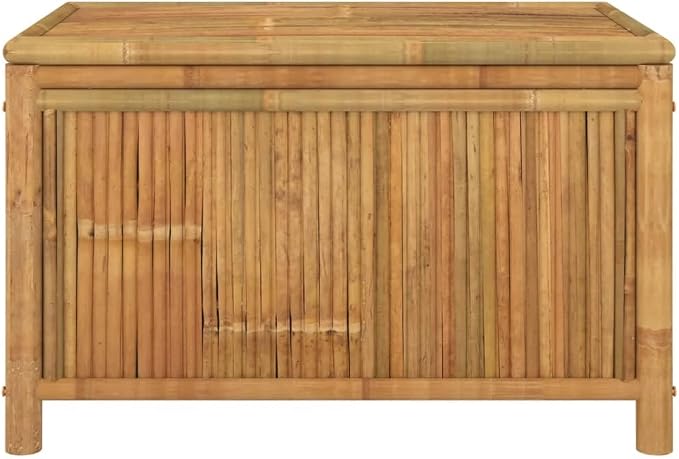 Garden Storage Box Natural Bamboo Bamboo, Polyethylene Garden Tool Organizer Deck Box for Balcony Patio