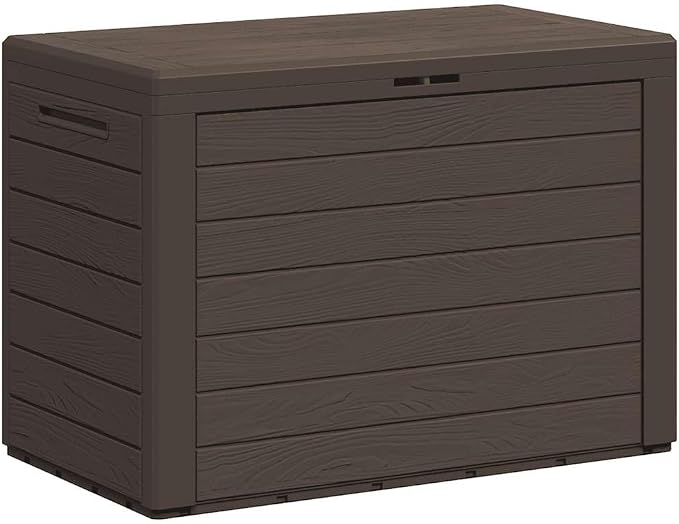Brown Polypropylene Deck Box 30.7 x 17.3 x 21.7 in 50.4 Gal Outdoor Storage Container with Matte Finish for Patio, Garden & Garage