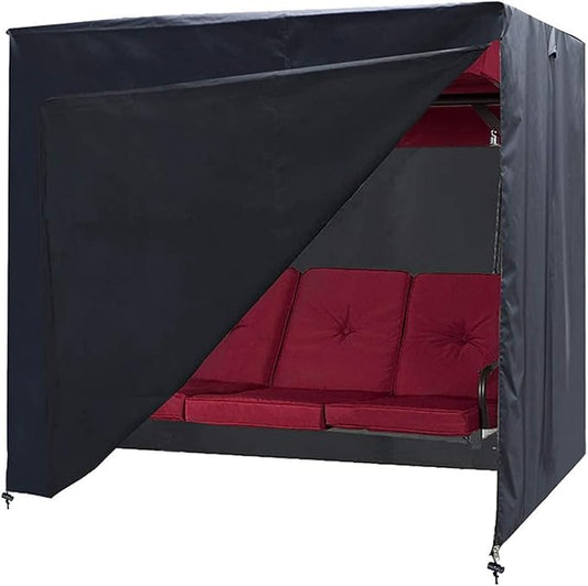 Outdoor Swing Cover 3 Triple Seater Hammock Garden Swing Cover for Garden Hammock Glider Chair Patio Furniture UV Resistant 77x53x67inch Black