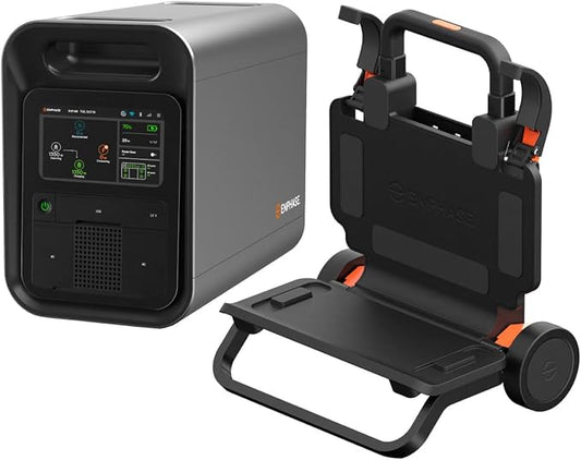 Enphase IQ PowerPack 1500Wh + IQ Cart | UL 9540A Certified Portable Power Station | Home Backup Power Outage Emergency | LFP Battery | IQ8 Microinverters | Solar Generator | Enphase App
