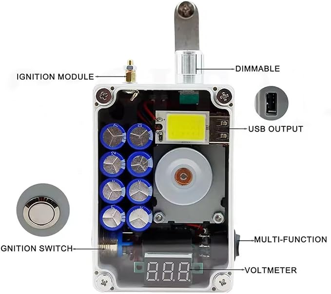 Hand Crank Generator - Portable Emergency USB Charger with COB Light and Lighter for Camping, Hiking, and Outdoor Survival Gear