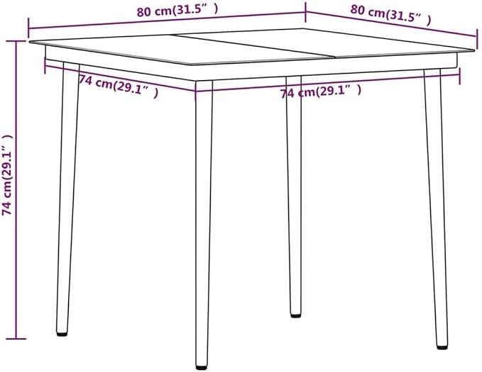 Afuera Living 3-Piece Patio Dining Set, Powder-Coated Steel Frame, PE Rattan Chairs, Glass Tabletop, Black Finish, 31.5 in Compact Table for Garden, Balcony, Terrace, Outdoor Alfresco Dining