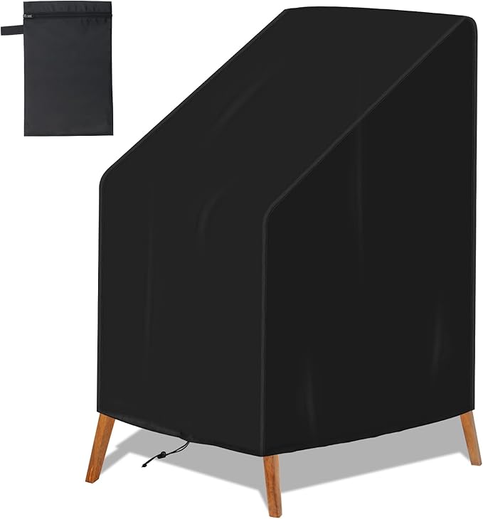 Patio Chair Cover Waterproof, High Back Outdoor Furniture Cover for Stackable Lawn Chair for Protection (28x36x47in)