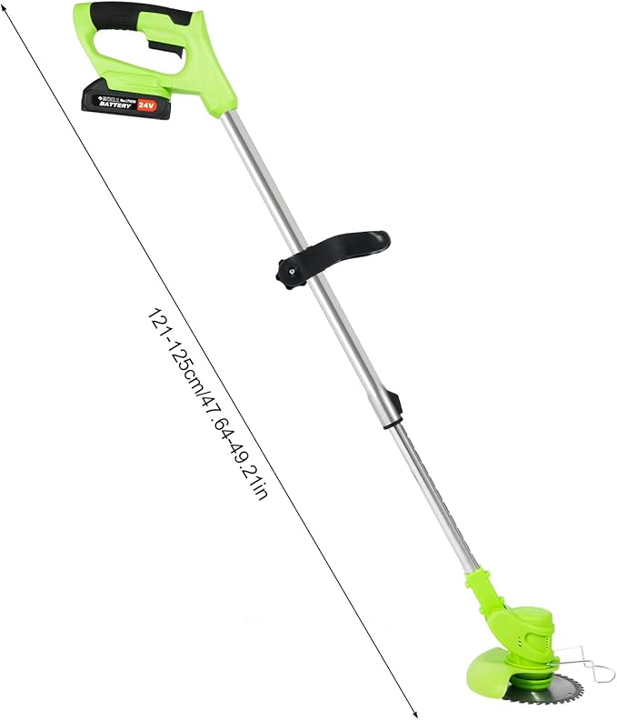 110V String Trimmer Cordless, Weed Wacker with 5.9in Steel Blade, 30 min Runtime, Weed Eater with 2 x Lithium Batteries for Lawn, Garden, etc (Standardausführung ohne Räder)