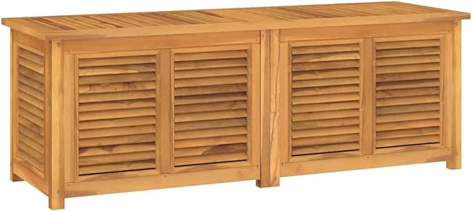 Outdoor Patio Storage Box 59.1 x 19.7 x 21.7 Inch Solid Teak Wood Garden Chest with Waterproof Liner Bag for Backyard Deck Furniture Organizer