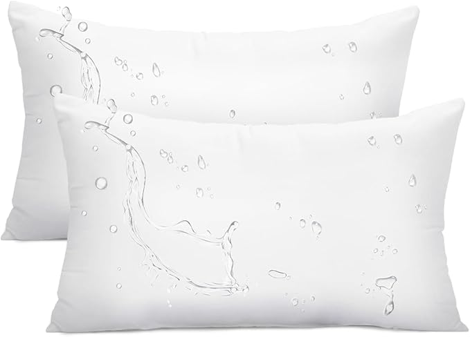 Ashler Outdoor Pillow Inserts, 12x20 Waterproof Throw Pillows Pack of 2 | Outdoor, Water Resistant, Decorative Premium Lumbar Pillow, Hypoallergenic Stuffer Sham, For Patio, Bench, Garden, Indoor