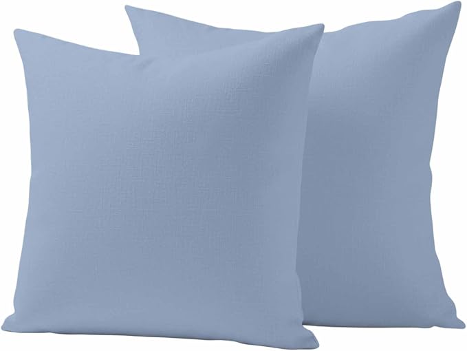 Light Blue Outdoor Pillow Covers 20"x20" Set of 2, Solid Color Waterproof Throw Pillow Covers for Patio Furniture, Decorative Cushion Covers for Porch