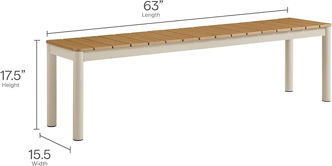 Modway Finn 71 Inch Outdoor Patio Dining Set for 6 People in Natural
