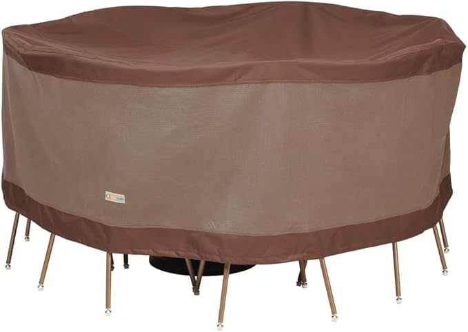 DUCKCOVERS Ultimate Water-Resistant 72 Inch Round Patio Table & Chair Set Cover, Outdoor Table Cover