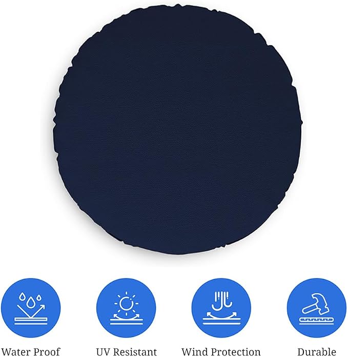 Covers & All Round Pillow Cover, Weather & UV Resistant Water Repellant Protector for Pillows Home Office Living Room Decor Chair Sofa Couch, with Zippers (36" Dia, Navy Blue)