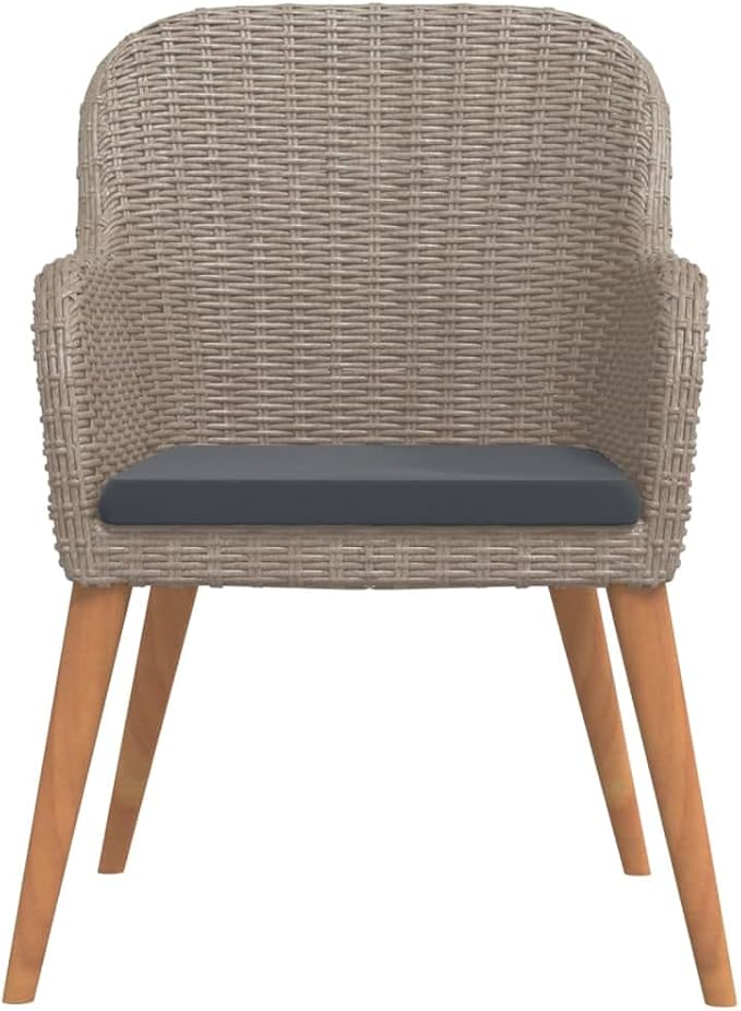 5-Piece Outdoor Dining Set, Brown PE Rattan Patio Furniture Set with 55-Inch Rectangular Table and 4 Cushioned Chairs for Backyard, Garden, and Terrace