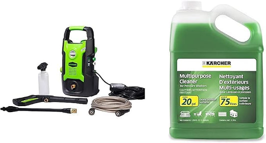 Greenworks 1600 PSI (1.2 GPM) Electric Pressure Washer & Kärcher - Pressure Washer Multi-Purpose Cleaning Soap Concentrate – for All Outdoor Surfaces – 1 Gallon