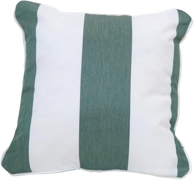 East Green 14 x 14 Square Outdoor Accent Pillow, Set of 2, Dark Green Stripe
