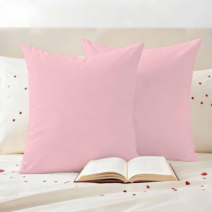 Soild Color Outdoor Pillow Covers 26"x26" Set of 2, Pink Waterproof Throw Pillow Covers for Patio Furniture, Decorative Cushion Covers for Porch