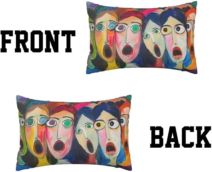 Outdoor Pillows Waterproof Set of 2 Outdoor Pillow Covers 16x24 Inch, Abstract Throw Pillows Face Pillow Covers, Summer Garden Decorative Pillows Outdoor Pillows for Patio Furniture Home Decor -hs432