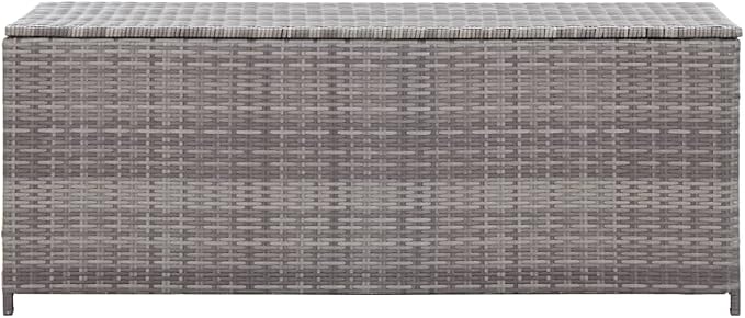 Patio Storage Box Deck Storage Box Outdoor Storage Box Indoor Wicker Storage Bin for Patio Furniture Cushions, Pillows, Garden Tools, Poly Rattan Gray, 47.2"x19.7"x23.6" -AA
