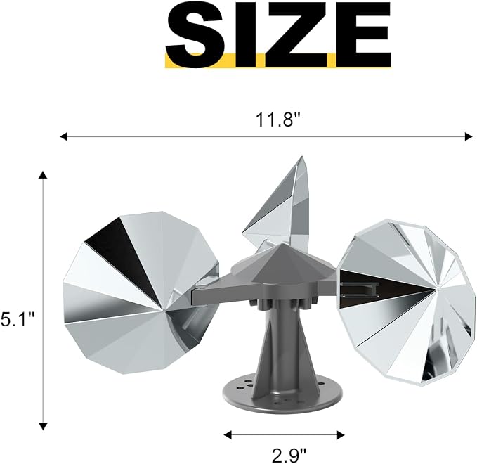 OFFO Bird Scare Reflective Device, Bird Reflector with Plastic Base for Outside Patio, Keep Pigeon Woodpeckers and Sparrows Away from Outdoor Boats Roofs Gardens