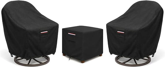 3-Piece Patio Bistro Furniture Cover Set, Heavy-Duty 600D Waterproof Outdoor Furniture Covers, UV Resistant, Designed for Everyday Outdoor Use on Patio, Deck & Backyard, Black