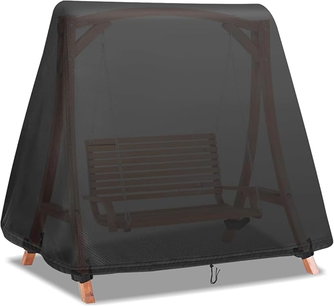 Swing Cover,420D Waterproof Outdoor Swings Covers,Shield for A Frame Patio Porch Swings with Drawstring and Buckles(72"Lx55"Wx67"SL,Black)