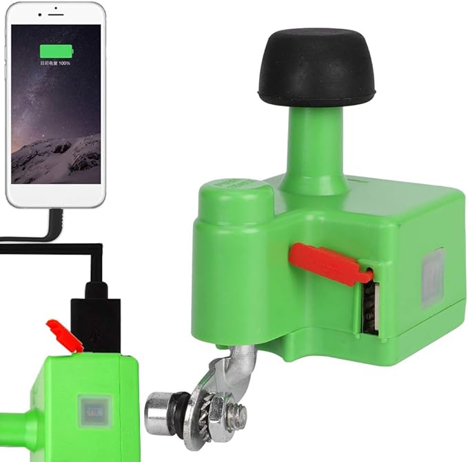 Electric Generator, DC5V1A Dynamo Generator Mobile Phone Charging Mountain Generator Night Riding Equipment for Long Distance Cycling (Green)