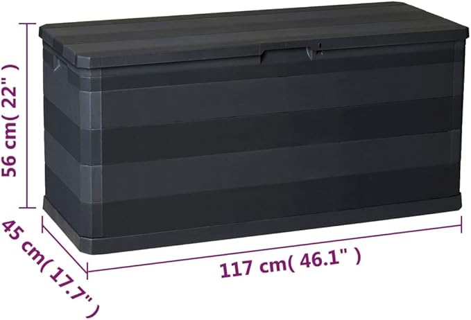 Outdoor Storage Box 280L Large Deck Container Waterproof Polypropylene Bin for Garden Patio Backyard Tools Cushion Organizer Black