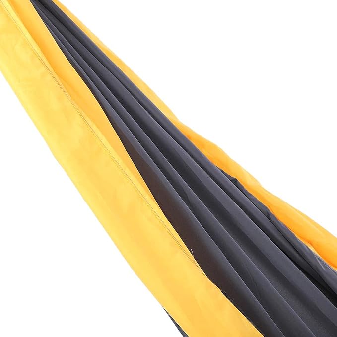 Breathable Hanging Chair Bed, 260x140cm Dual Use Portable Hammock Swing, Garden Hammock with Steel Buckle for Camping Courtyard Corridor Outdoor (Yellow Gray)