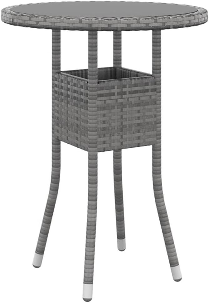 Afuera Living 3 Piece Garden Dining Set, Gray Poly Rattan, Tempered Glass Table, Cushioned Chairs, Compact and Durable Outdoor Patio Furniture for Small Gatherings