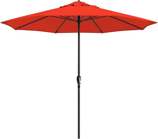 California Umbrella 12-Year Protection 9-Ft Outdoor Patio Umbrella, Sunbrella Fade-Resistant Fabric, Auto-Tilt, Heavy Duty Aluminum Frame, 8 Reinforced Ribs for Pool or Deck, Bronze Pole, Melon