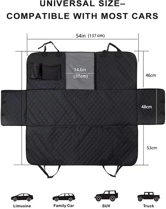 Dog Car Seat Cover for Lexus RX(6seats) 2020 2021 2022 2023, Foldable Back Seat Extender, Hair-Resistant, Anti-Scratch, Travel Hammock Bed with Mesh Window Storage Accessories,Black