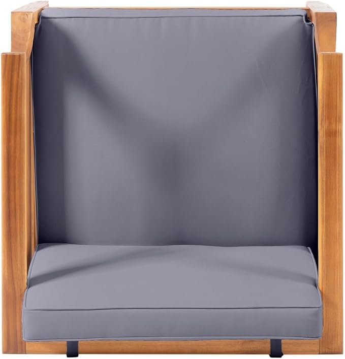 Patio Furniture Set-Single Chair, Outdoor Sectional Furniture with Armrests and Thick Washable Cushions, All-Weather Patio Conversation Set for Backyard, Garden and Poolside, Gray(Series E)
