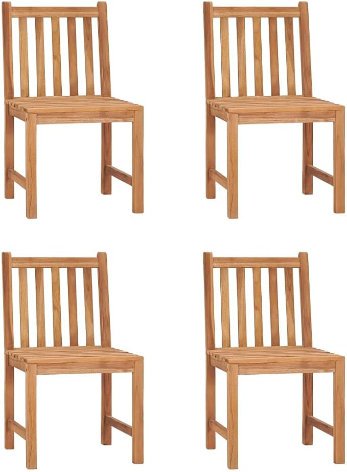 5 Piece Teak Wood Garden Dining Set with 31.5 x 31.5 Inch Table, Solid Wood Patio Furniture for Indoor or Outdoor Use