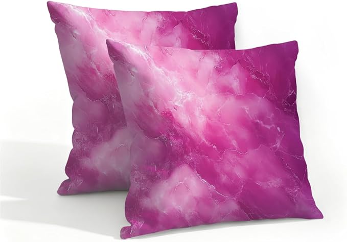 16x16 Inch Outdoor Pillow Covers Set of 2 Waterproof Throw Pillow Covers Decorative Couch Cushion Covers Pink Marble Pattern Square Pillowcases Protectors for Patio Garden Sofa