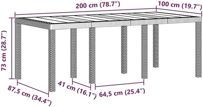 Afuera Living Contemporary Poly Rattan Garden Dining Set, Anthracite Finish, Rectangular Shape, Foam Cushions, Durable Weather-Resistant Design, Seating for 8, Modern Patio Furniture for Outdoor