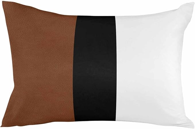 Outdoor Waterproof Throw Pillow Covers Set of 2 Brown Black Stripe Lumbar Pillowcases 20x12 Inches Boho Style Patio Decorative Pillows Cushion Case Patio Pillows for Couch Bed Chair Garden