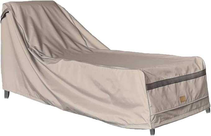 Patio Chaise Lounge Cover Waterproof,Heavy Duty Outdoor Lounge Chair Covers,Beige Durable Patio Furniture Covers,2Pack,68L*28W*30Hinch