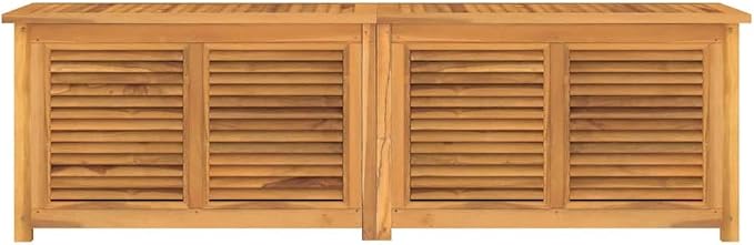 Large Solid Teak Wood Garden Storage Box, Outdoor Patio Deck Container with Waterproof Liner, 68.9 inch Rectangular Furniture for Backyard Organization