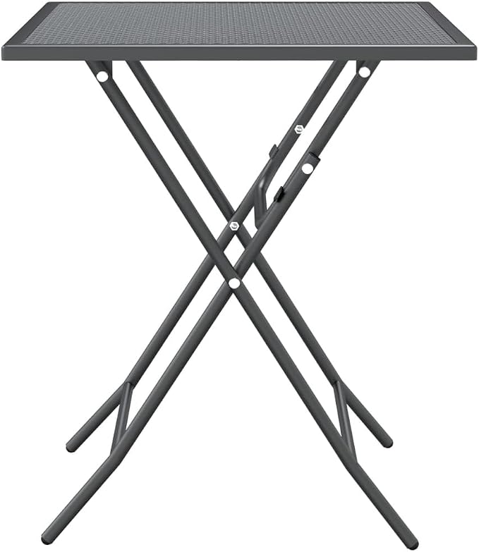 5 Piece Patio Dining Set Expanded Metal Mesh Anthracite | Foldable Design, E-Coating Weather-Proof, Space Saving for Outdoor Use