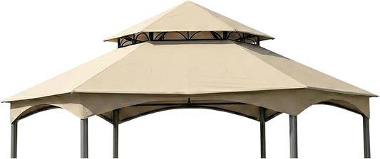 Garden Winds Durable 350 Replacement Canopy Top Compatible with Southbay Hexagon 12’ x 12’ Gazebo Models L-GZ793PST-A, A111005500 - Beige