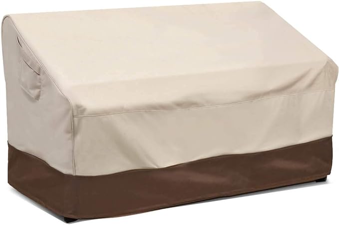 VAILGE 2-Seater Heavy Duty Patio Deep Bench Loveseat Cover, 100% Waterproof Outdoor Deep Sofa Cover, Lawn Patio Furniture Covers with Air Vent, Small (Deep), Beige & Brown