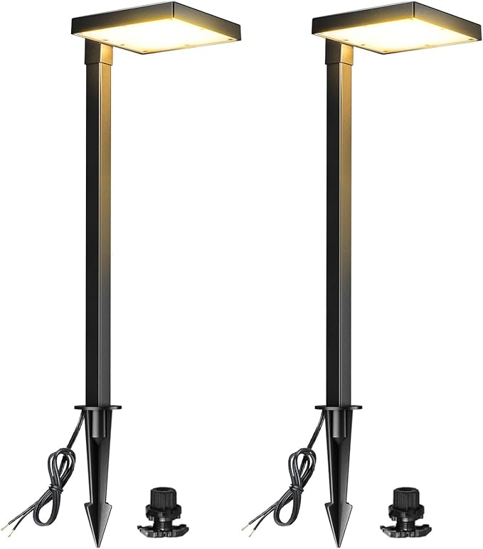 LUTEC 2 Pack Low Voltage Pathway Lights, Aluminum 12V Landscape Lighting with Connectors，IP65 Waterproof Anti-Glare Wired LED Pathway Lights, 5W 500LM Warm White 3000K for Pathway, Yard, Garden